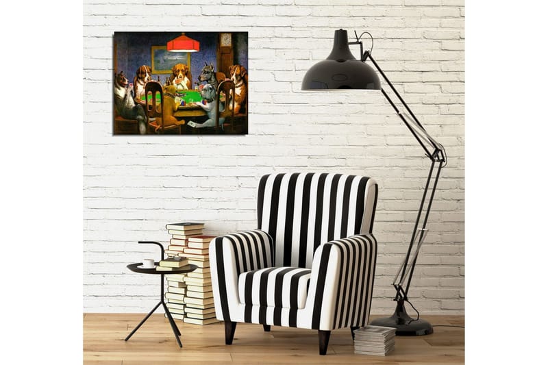 Liten Canvastavla 40x30 cm - Spelande hundar vid ett pokerbord - Grön / Brun / Beige - Inredning & dekor - Tavlor & konst - Canvastavla