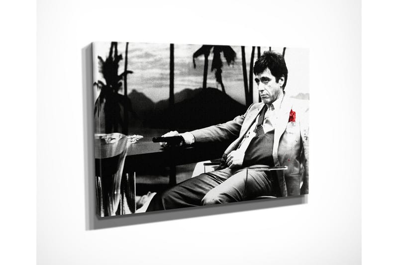 Liten Canvastavla 40x30 cm - Svartvit porträtt av en man med en röd ros i kostymen - Svart / Vit / Röd - Inredning & dekor - Tavlor & konst - Canvastavla