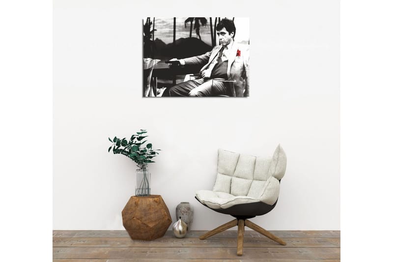 Liten Canvastavla 40x30 cm - Svartvit porträtt av en man med en röd ros i kostymen - Svart / Vit / Röd - Inredning & dekor - Tavlor & konst - Canvastavla