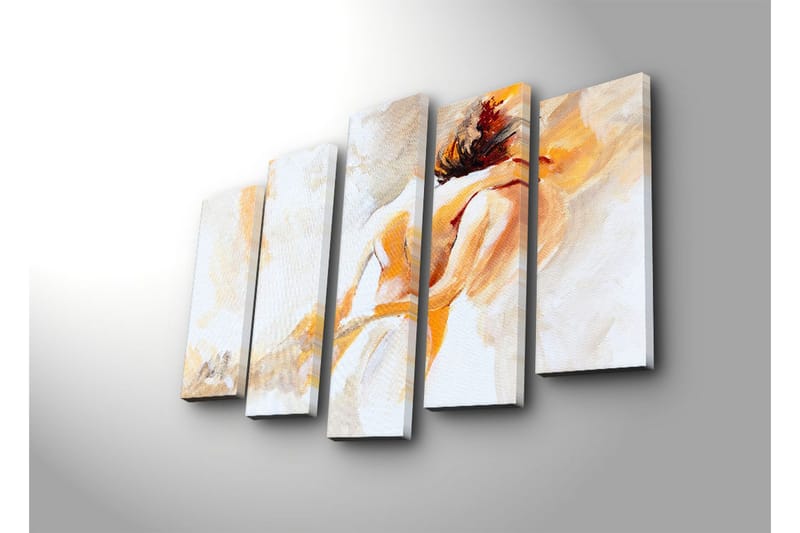 Stor Canvastavla i 5 delar 105x70 cm - Intimt ögonblick mellan två personer - Ljus orange / Vit / Beige - Inredning & dekor - Tavlor & konst - Canvastavla
