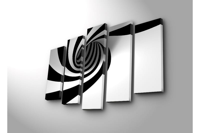 Stor Canvastavla i 5 delar 105x70 cm - Svartvit spiral med dynamisk rörelse - Svart / Vit - Inredning & dekor - Tavlor & konst - Canvastavla