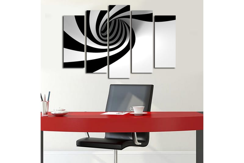 Stor Canvastavla i 5 delar 105x70 cm - Svartvit spiral med dynamisk rörelse - Svart / Vit - Inredning & dekor - Tavlor & konst - Canvastavla