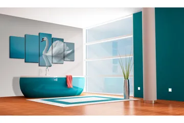 Tavla A Swan In Blue 200x100 - Artgeist sp. z o. o. - Inredning & dekor - Tavlor & konst - Canvastavla