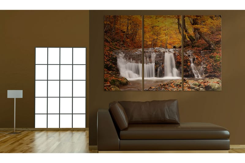 TAVLA A Waterfall In The Middle Of Fall Trees 120x80 - Artgeist sp. z o. o. - Inredning & dekor - Tavlor & konst - Canvastavla