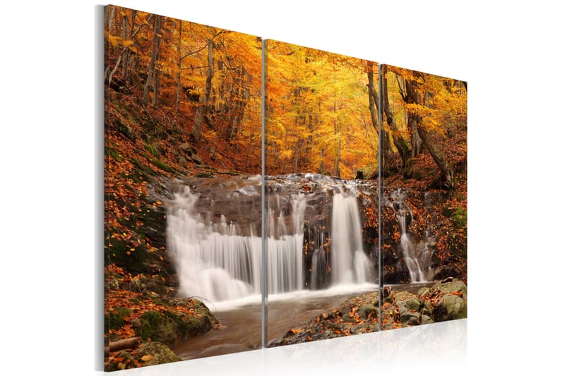 TAVLA A Waterfall In The Middle Of Fall Trees 120x80 - Artgeist sp. z o. o. - Inredning & dekor - Tavlor & konst - Canvastavla