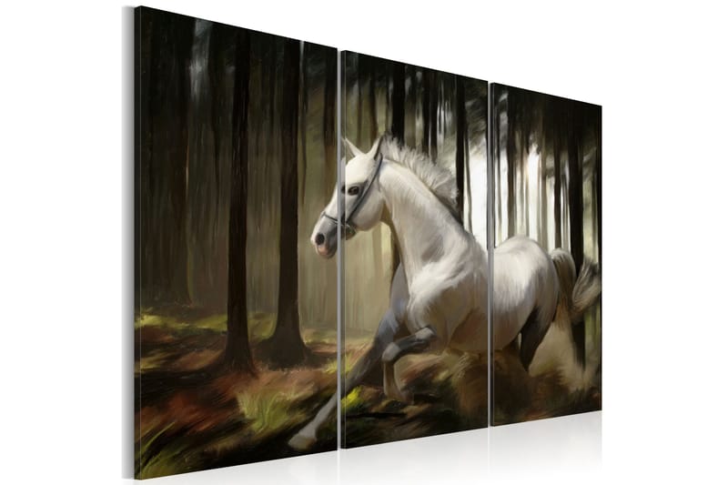 Tavla A white horse in the midst of the trees 90x60 - Artgeist sp. z o. o. - Inredning & dekor - Tavlor & konst - Canvastavla
