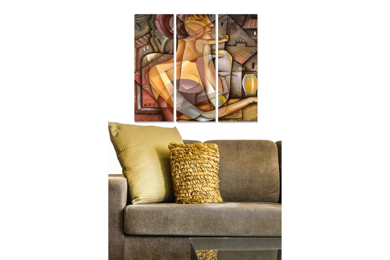 Tavla Abstract 3-Pack Flerfärgad 20X50 - 20x50 cm - Canvastavla