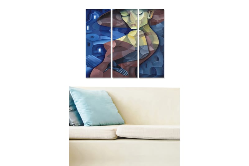 Tavla Abstract 3-Pack Flerfärgad 20X50 - 20x50 cm - Canvastavla