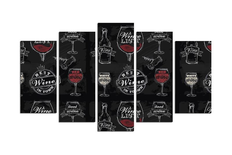 Tavla Abstract 5-Pack Flerfärgad 20X50 - 20x60 cm - Inredning & dekor - Tavlor & konst - Canvastavla