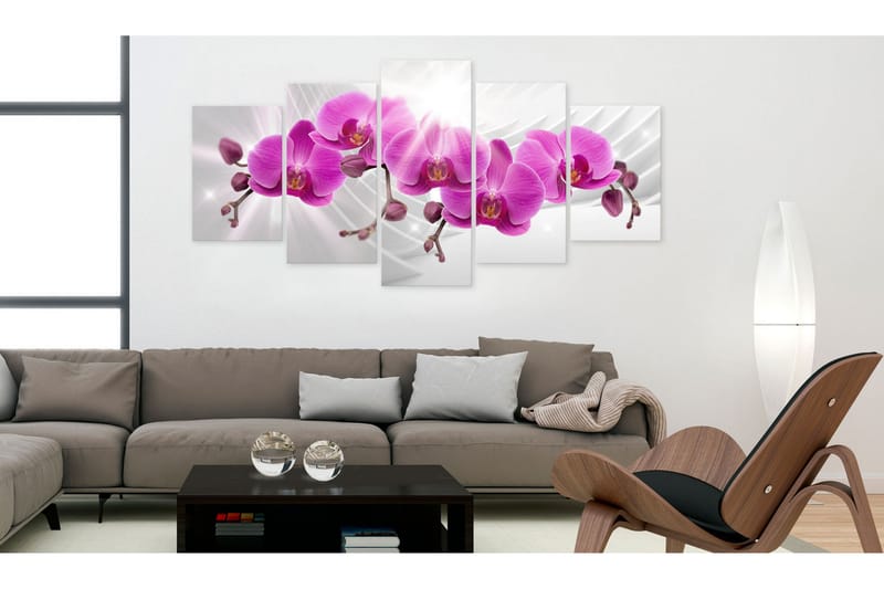 Tavla Abstract Garden Pink Orchids 200X100 Rosa|Vit - Artgeist sp. z o. o. - Inredning & dekor - Tavlor & konst - Canvastavla