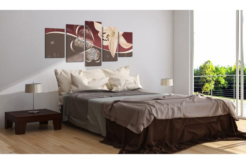 Tavla Abstraction With Lily 5 Pieces 100X50 Röd|Brun - Artgeist sp. z o. o. - Inredning & dekor - Tavlor & konst - Canvastavla
