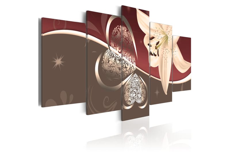 Tavla Abstraction With Lily 5 Pieces 100X50 Röd|Brun - Artgeist sp. z o. o. - Inredning & dekor - Tavlor & konst - Canvastavla