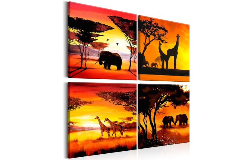 Tavla African Animals 4 Parts 60x60, Artgeist sp. z o. o.