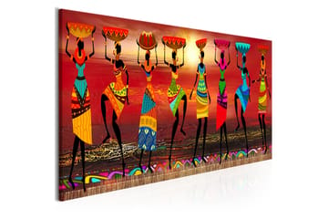 Tavla African Women Dancing 150X50 Flerfärgad|Röd