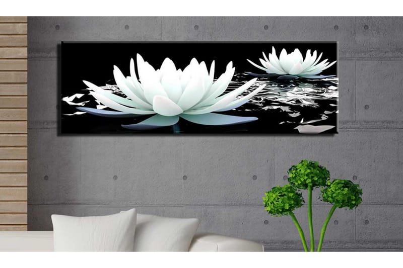 Tavla Alabaster Lilies 150X50 Vit|Svart - Artgeist sp. z o. o. - Inredning & dekor - Tavlor & konst - Canvastavla