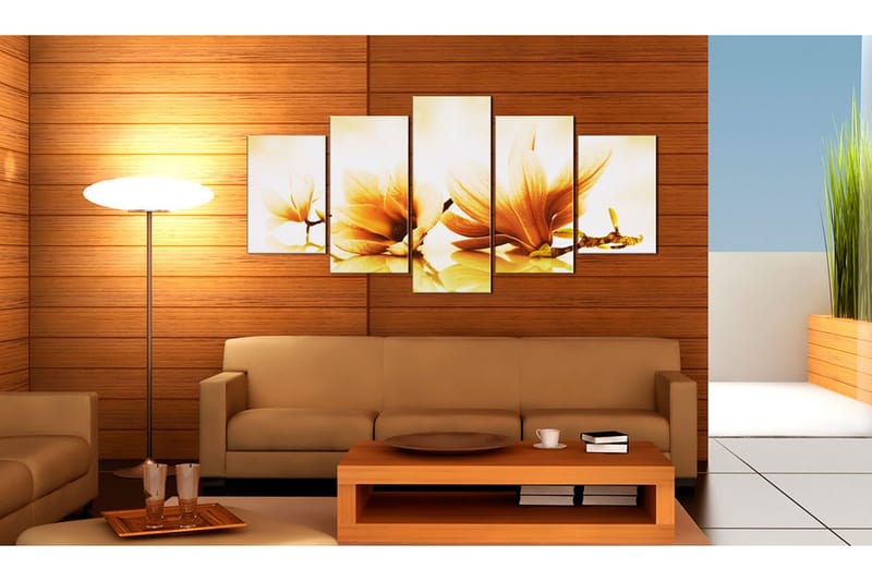 Tavla Amber Magnolias 100X50 Gul|Vit - Artgeist sp. z o. o. - Inredning & dekor - Tavlor & konst - Canvastavla