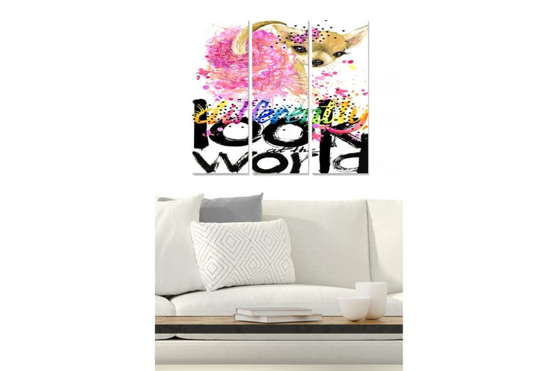 Tavla Animal 3-Pack Flerfärgad 20X50 - 20x50 cm - Inredning & dekor - Tavlor & konst - Canvastavla