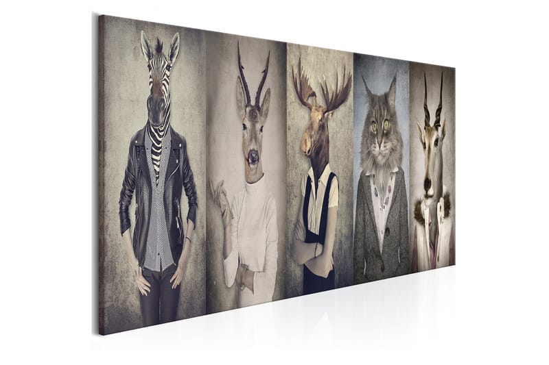 Tavla Animal Masks 120X40 Blå|Flerfärgad|Vit - Artgeist sp. z o. o. - Inredning & dekor - Tavlor & konst - Canvastavla