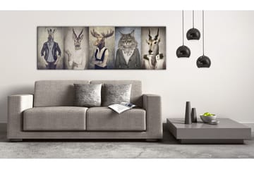Tavla Animal Masks 135X45 Blå|Flerfärgad|Vit