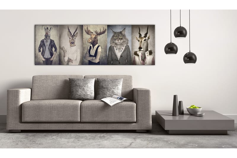 Tavla Animal Masks 135X45 Blå|Flerfärgad|Vit - Artgeist sp. z o. o. - Inredning & dekor - Tavlor & konst - Canvastavla