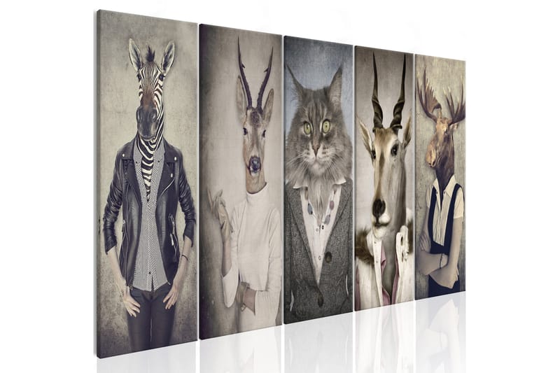 Tavla Animal Masks 200X80 Flerfärgad|Vit - Artgeist sp. z o. o. - Inredning & dekor - Tavlor & konst - Canvastavla