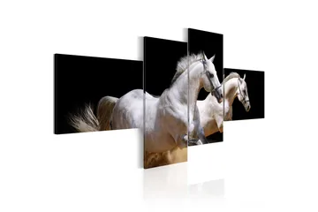 Tavla Animal World- White Horses Galloping 200x90 - Artgeist sp. z o. o. - Inredning & dekor - Tavlor & konst - Canvastavla