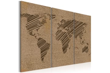 Tavla Anteckningar Från World Triptych 120X80 Brun|Beige