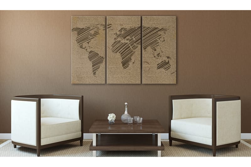 TAVLA Anteckningar från World Triptych 90x60 - Artgeist sp. z o. o. - Inredning & dekor - Tavlor & konst - Canvastavla