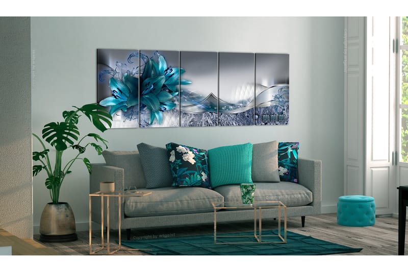 Tavla Arctic Lilies 225X90 Blå|Vit - Artgeist sp. z o. o. - Inredning & dekor - Tavlor & konst - Canvastavla