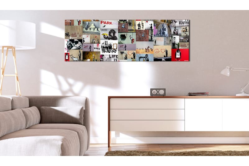 Tavla Art of Collage: Banksy II 135x45 - Inredning & dekor - Tavlor & konst - Canvastavla