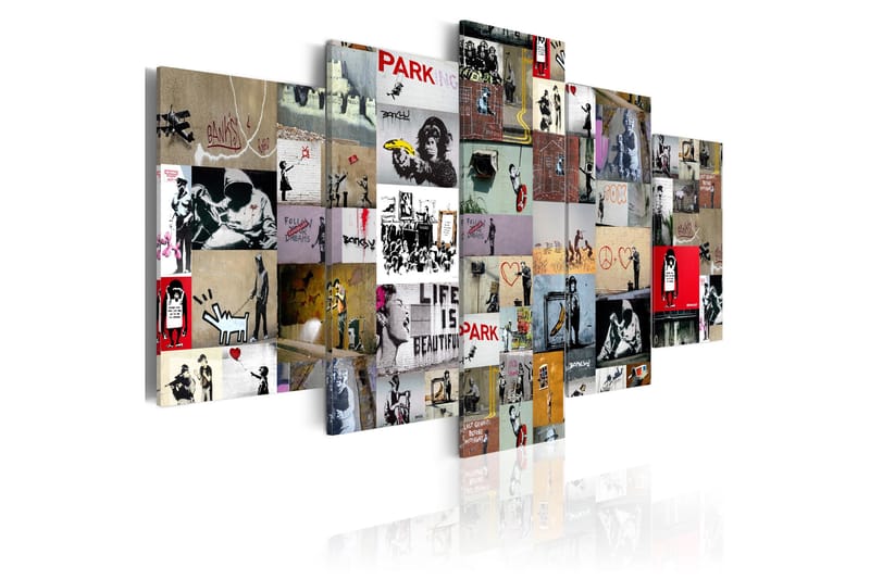 Tavla Art Of Collage Banksy Iv 100x50 - Artgeist sp. z o. o. - Inredning & dekor - Tavlor & konst - Canvastavla