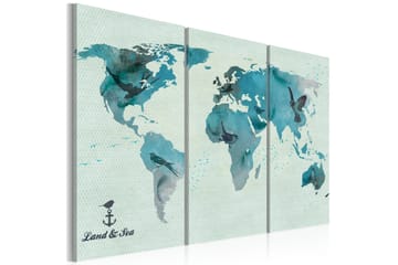 Tavla Avian Migration Triptych 60X40 Blå|Vit