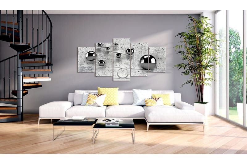 Tavla Balls And Concrete 5 Parts Wide 200x100 - Artgeist sp. z o. o. - Inredning & dekor - Tavlor & konst - Canvastavla