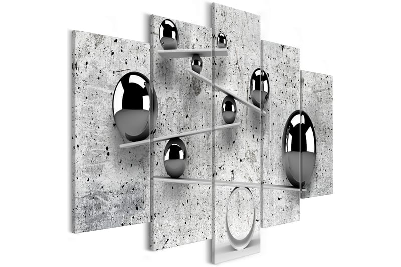 Tavla Balls And Concrete 5 Parts Wide 100X50 Grå|Vit, Artgeist sp. z o. o.