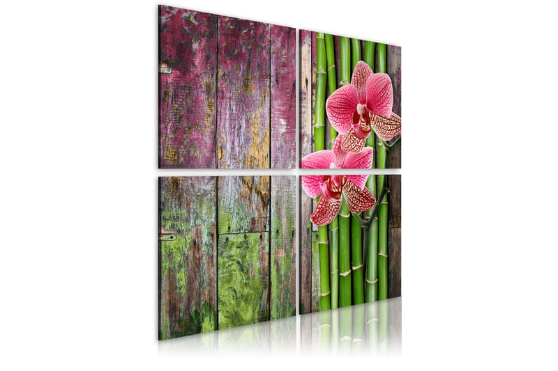 Tavla Bambu Och Orkidé 40X40 Flerfärgad - Artgeist sp. z o. o. - Inredning & dekor - Tavlor & konst - Canvastavla