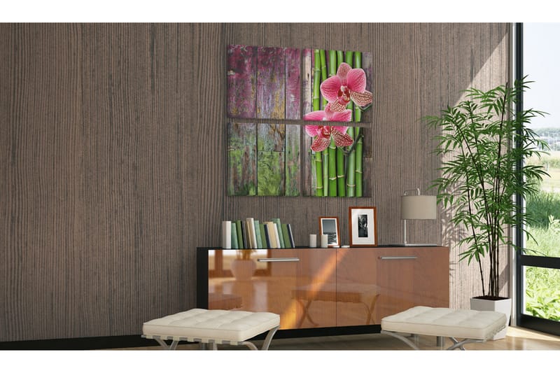 Tavla Bambu Och Orkidé 40X40 Flerfärgad - Artgeist sp. z o. o. - Inredning & dekor - Tavlor & konst - Canvastavla