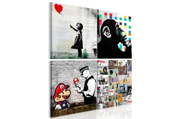 TAVLA Banksy Collage (4 Parts) 60x60 - Artgeist sp. z o. o. - Inredning & dekor - Tavlor & konst - Canvastavla