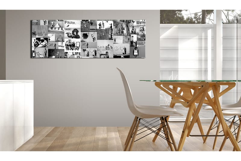Tavla Banksy Graffiti Collage Ii 150X50 Vit|Svart - Artgeist sp. z o. o. - Inredning & dekor - Tavlor & konst - Canvastavla
