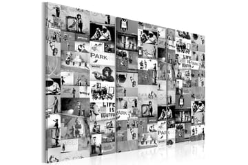 Tavla Banksy Graffiti Collage Iii 90X60 Grå|Svartvit
