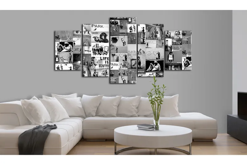Tavla Banksy Graffiti Collage Iv 100x50 - Artgeist sp. z o. o. - Inredning & dekor - Tavlor & konst - Canvastavla