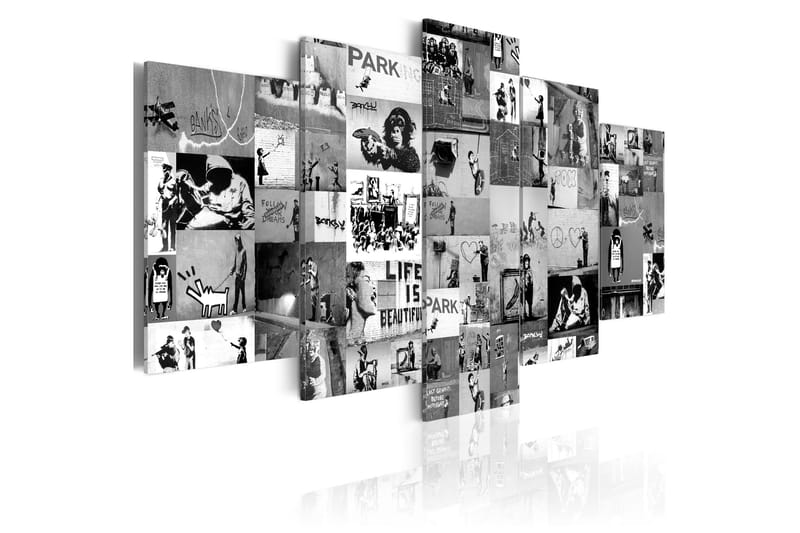 Tavla Banksy Graffiti Collage Iv 200x100, Artgeist sp. z o. o.