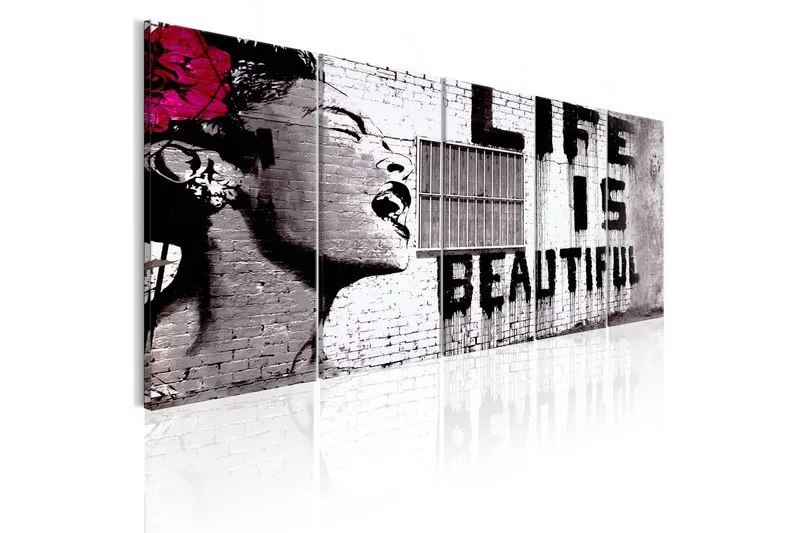 Tavla Banksy Life Is Beautiful 200x80, Artgeist sp. z o. o.