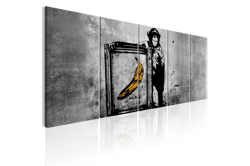 Tavla Banksy Monkey With Frame 225X90 Grå|Vit - Artgeist sp. z o. o. - Inredning & dekor - Tavlor & konst - Canvastavla