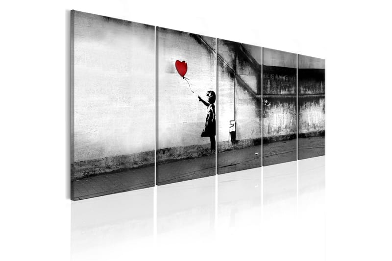 Tavla Banksy Runaway Balloon 200X80 Vit - Artgeist sp. z o. o. - Canvastavla