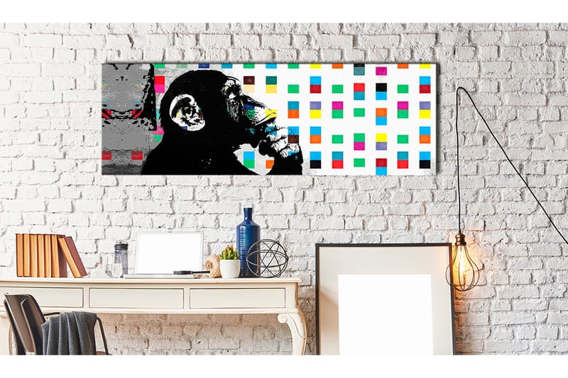 TAVLA Banksy: The Thinker Monkey 135x45 - Artgeist sp. z o. o. - Inredning & dekor - Tavlor & konst - Canvastavla