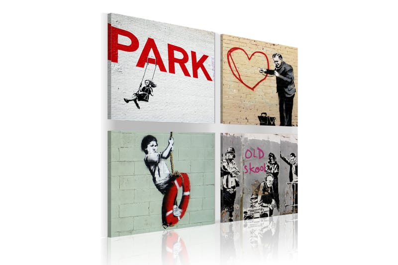 Tavla Banksy Urban Inspiration 80X80 Flerfärgad|Vit - Artgeist sp. z o. o. - Canvastavla