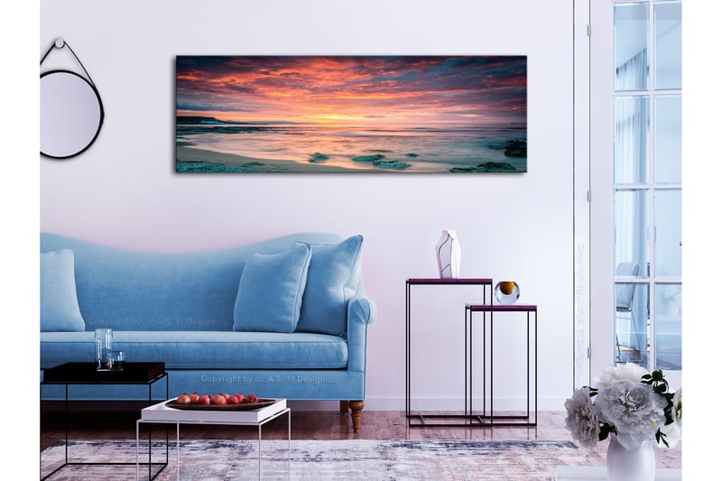 TAVLA Beach in Crete (1 Part) Narrow Red 135x45 - Artgeist sp. z o. o. - Inredning & dekor - Tavlor & konst - Canvastavla