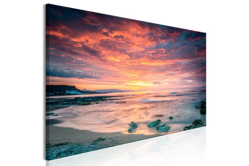 TAVLA Beach in Crete (1 Part) Narrow Red 135x45 - Artgeist sp. z o. o. - Inredning & dekor - Tavlor & konst - Canvastavla