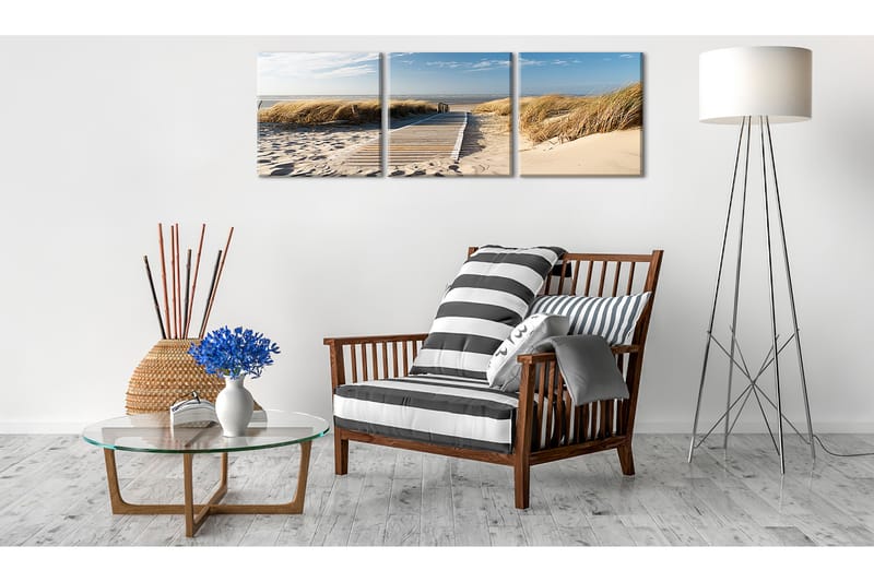 Tavla Beach Triptych 120X40 Beige|Blå Beige|Blå - Artgeist sp. z o. o. - Inredning & dekor - Tavlor & konst - Canvastavla