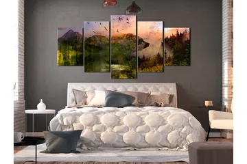 Tavla Bear In The Mountain 5 Parts Wide 100x50 - Artgeist sp. z o. o. - Inredning & dekor - Tavlor & konst - Canvastavla